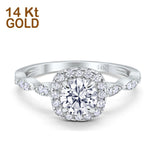 14K White Gold Round Art Deco Bridal Simulated CZ Wedding Engagement Ring Size 7