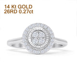 Cluster Round Halo 0.27ct Natural Diamond Ring 14K White Gold Wholesale