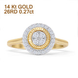 Cluster Round Halo 0.27ct Natural Diamond Ring 14K Yellow Gold Wholesale