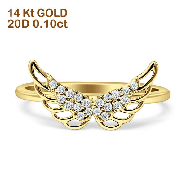 Angel Wing Ring 14K Yellow Gold 0.10ct Diamond Wholesale