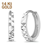 14K White Gold 2mm Square Tube Huggies Earrings- Best Anniversary Birthday Gift for Her