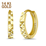 14K Yellow Gold 2mm Square Tube Huggies Earrings- Best Anniversary Birthday Gift for Her