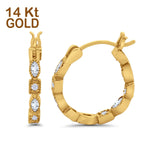 14K Yellow Gold Art Deco Hoop Earrings Marquise Round Simulated CZ
