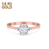 14K Rose Gold Art Deco Oval Engagement Wedding Ring Round Simulated Cubic Zirconia Size-7
