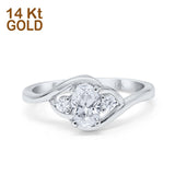 14K White Gold Oval Bridal Wedding Engagement Ring Simulated CZ Size-7