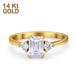 14K Yellow Gold Emerald Cut Wedding Engagement Ring Simulated CZ Size-7