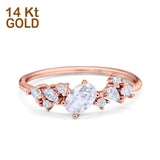 14K Rose Gold Art Deco Engagement Band Rings Oval Simulated CZ Size 7