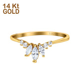 14K Yellow Gold Engagement Rings Band Marquise Round Simulated Cubic Zirconia