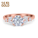 14K Rose Gold Art Deco Vintage Style Wedding Engagement Ring Round Marquise Simulated CZ Size-7