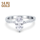14K White Gold Infinity Twist Marquise Wedding Ring Simulated Cubic Zirconia Size-7