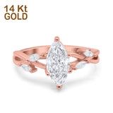 14K Rose Gold Infinity Twist Marquise Art Deco Engagement Wedding Bridal Ring Round Simulated Cubic Zirconia Size-7