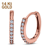 14K Rose Gold Half Eternity Hoop Earrings Round Simulated Cubic Zirconia (16mm)