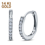 14K White Gold Half Eternity Hoop Earrings Round Simulated Cubic Zirconia (16mm)