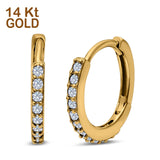 14K Yellow Gold Half Eternity Hoop Earrings Round Simulated Cubic Zirconia (16mm)