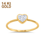14K Yellow Gold Solitaire Heart Promise Ring Bridal Simulated CZ Wedding Engagement Size 7