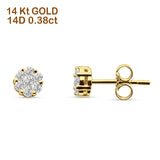 Diamond Flower Cluster Stud Earrings 14K Yellow Gold 0.38ct Wholesale