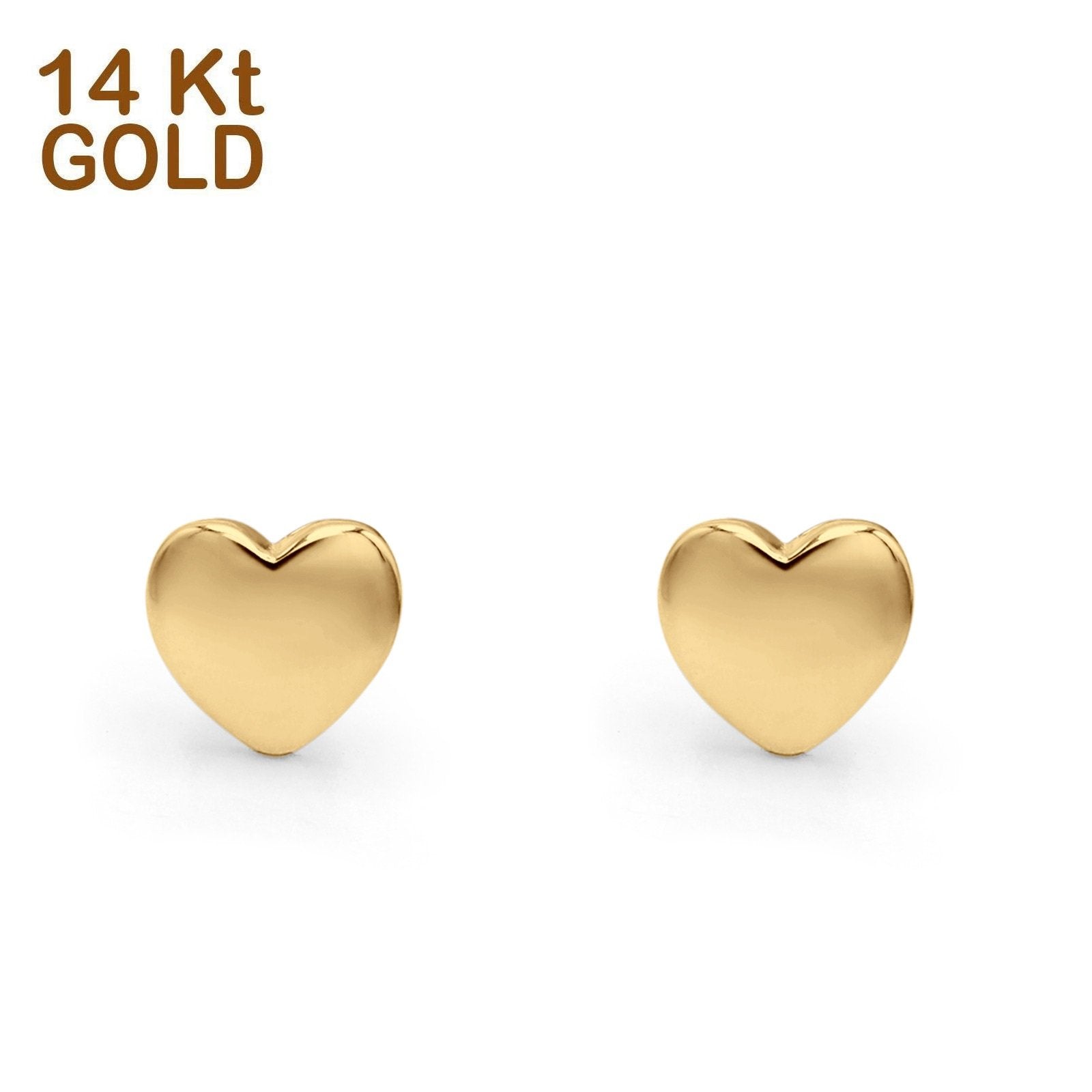 14K Yellow Gold Solid Petite Heart Love Studs Earring Best Birthday Or Anniversary Valentines Gift