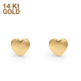 14K Yellow Gold Solid Petite Heart Love Studs Earring Best Birthday Or Anniversary Valentines Gift