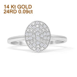 Oval Cluster 0.09ct Natural Diamond Elegant Ring 14K White Gold Wholesale