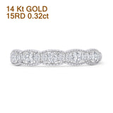 Scallop Edge Half Eternity 0.32ct Diamond Milgrain Wedding Band 14K White Gold Wholesale