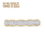 Scallop Edge Half Eternity 0.32ct Diamond Milgrain Wedding Band 14K Yellow Gold Wholesale