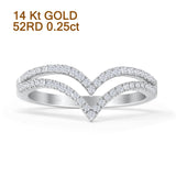 Half Eternity Double Line Chevron 0.25ct Natural Diamond Ring 14K White Gold Wholesale