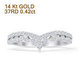 Chevron Ring 0.42ct Natural Diamond Crown Half Eternity 14K White Gold Wholesale