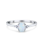 Oval Cut Wedding Ring Lab Created White Opal 925 Sterling Silver