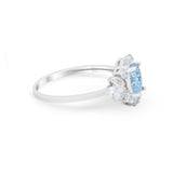 Oval Wedding Ring Vintage Simulated Aquamarine CZ 925 Sterling Silver