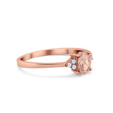Oval Cut Wedding Ring Rose Tone, Simulated Morganite CZ 925 Sterling Silver