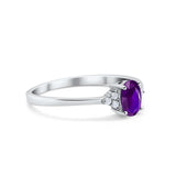 Oval Cut Wedding Ring Simulated Amethyst CZ 925 Sterling Silver