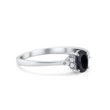 Oval Cut Wedding Ring Simulated Black CZ 925 Sterling Silver