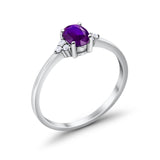 Oval Cut Wedding Ring Simulated Amethyst CZ 925 Sterling Silver
