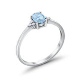 Oval Cut Wedding Ring Simulated Aquamarine CZ 925 Sterling Silver