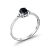 Oval Cut Wedding Ring Simulated Black CZ 925 Sterling Silver