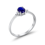 Oval Cut Wedding Ring Simulated Blue Sapphire CZ 925 Sterling Silver