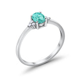 Oval Cut Wedding Ring Simulated Paraiba Tourmaline CZ 925 Sterling Silver