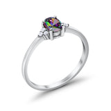 Oval Cut Wedding Ring Simulated Rainbow CZ 925 Sterling Silver