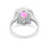 Art Deco Oval Wedding Ring Round Lab Created Pink Opal 925 Sterling Silver