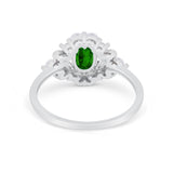 Oval Wedding Ring Vintage Art Deco Round Simulated Green Emerald CZ 925 Sterling Silver