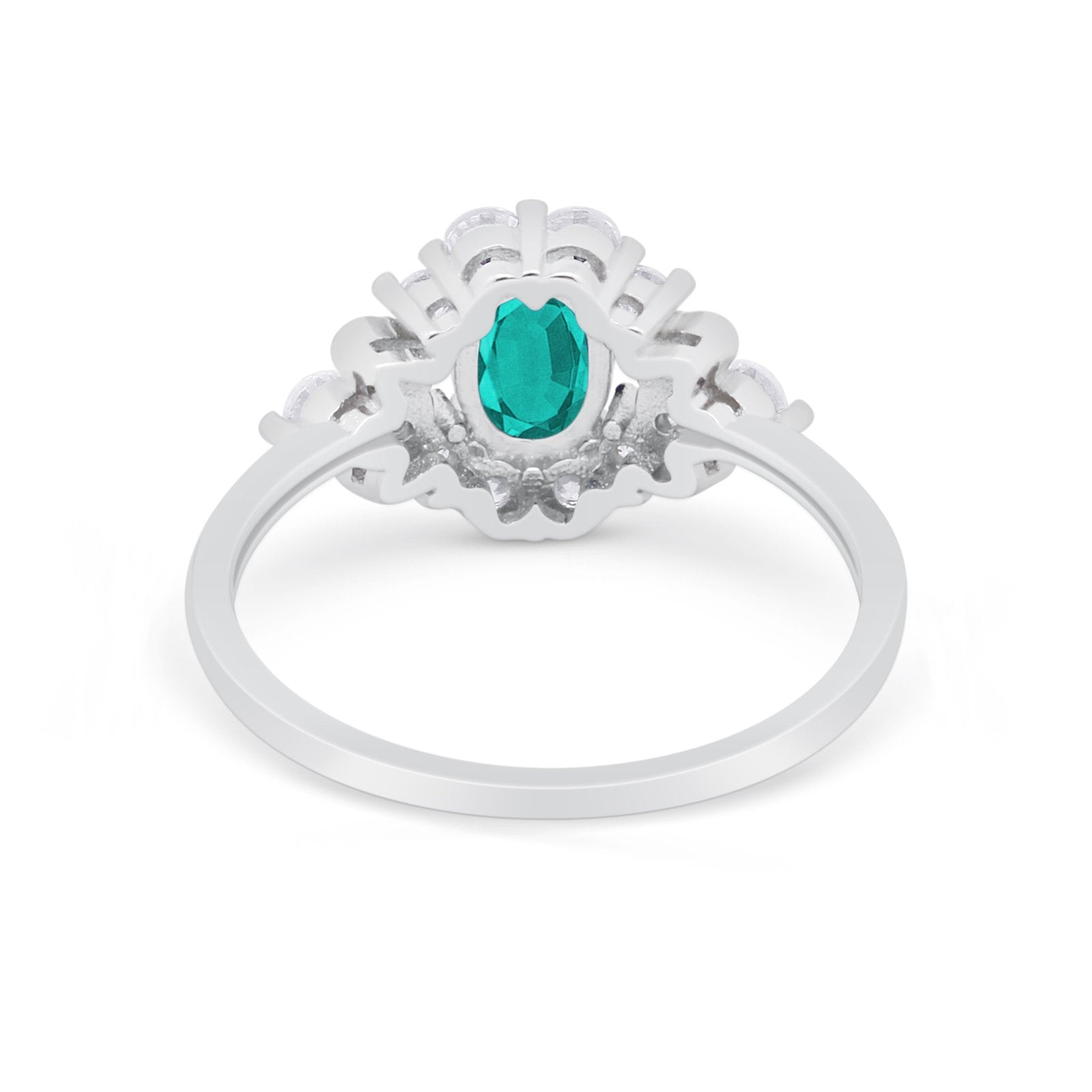 Oval Wedding Ring Vintage Simulated Paraiba Tourmaline CZ 925 Sterling Silver