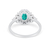 Oval Wedding Ring Vintage Simulated Paraiba Tourmaline CZ 925 Sterling Silver