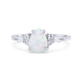 Pear Art Deco Five Stone Engagement Bridal Ring Simulated Cubic Zirconia 925 Sterling Silver