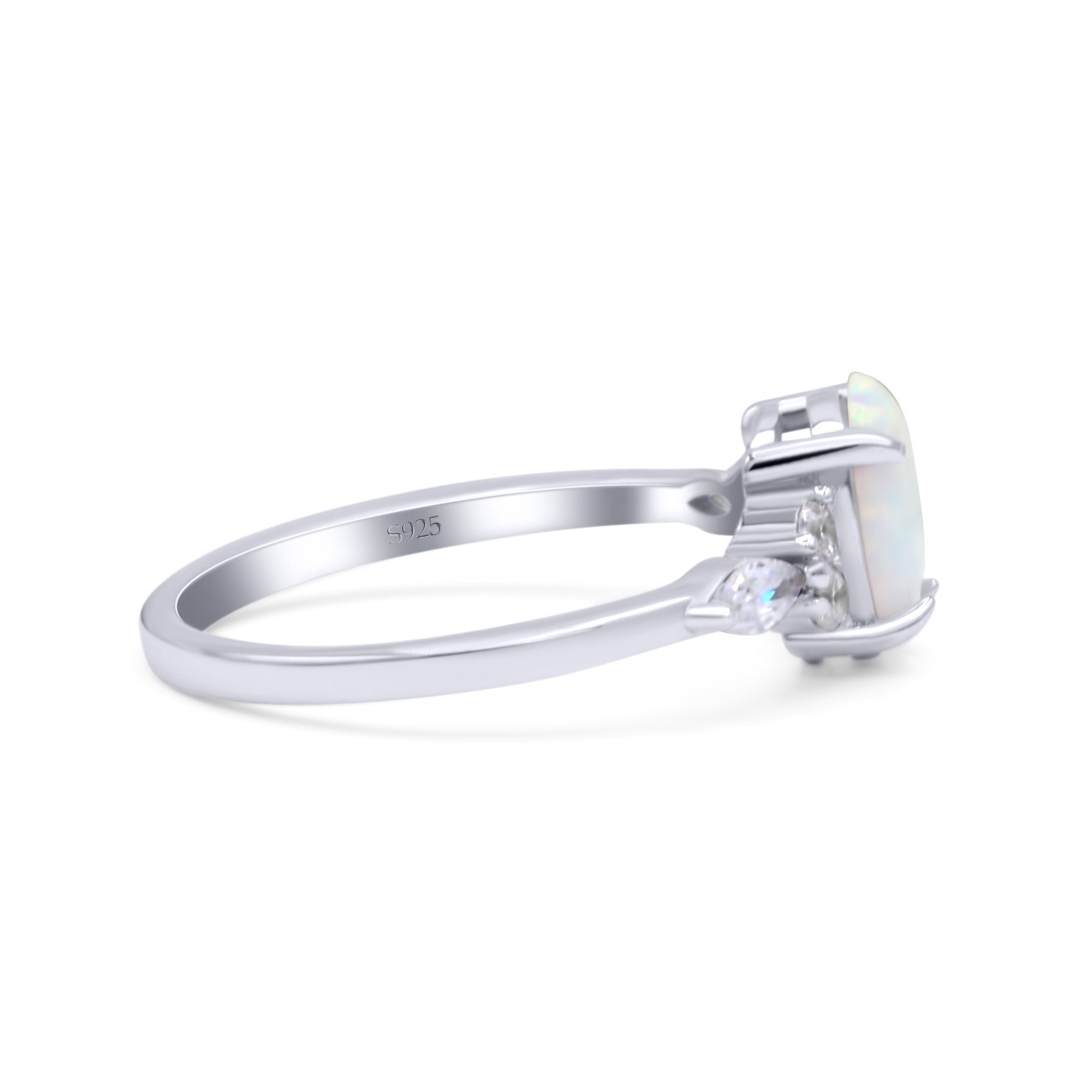 Pear Art Deco Five Stone Engagement Bridal Ring Simulated Cubic Zirconia 925 Sterling Silver