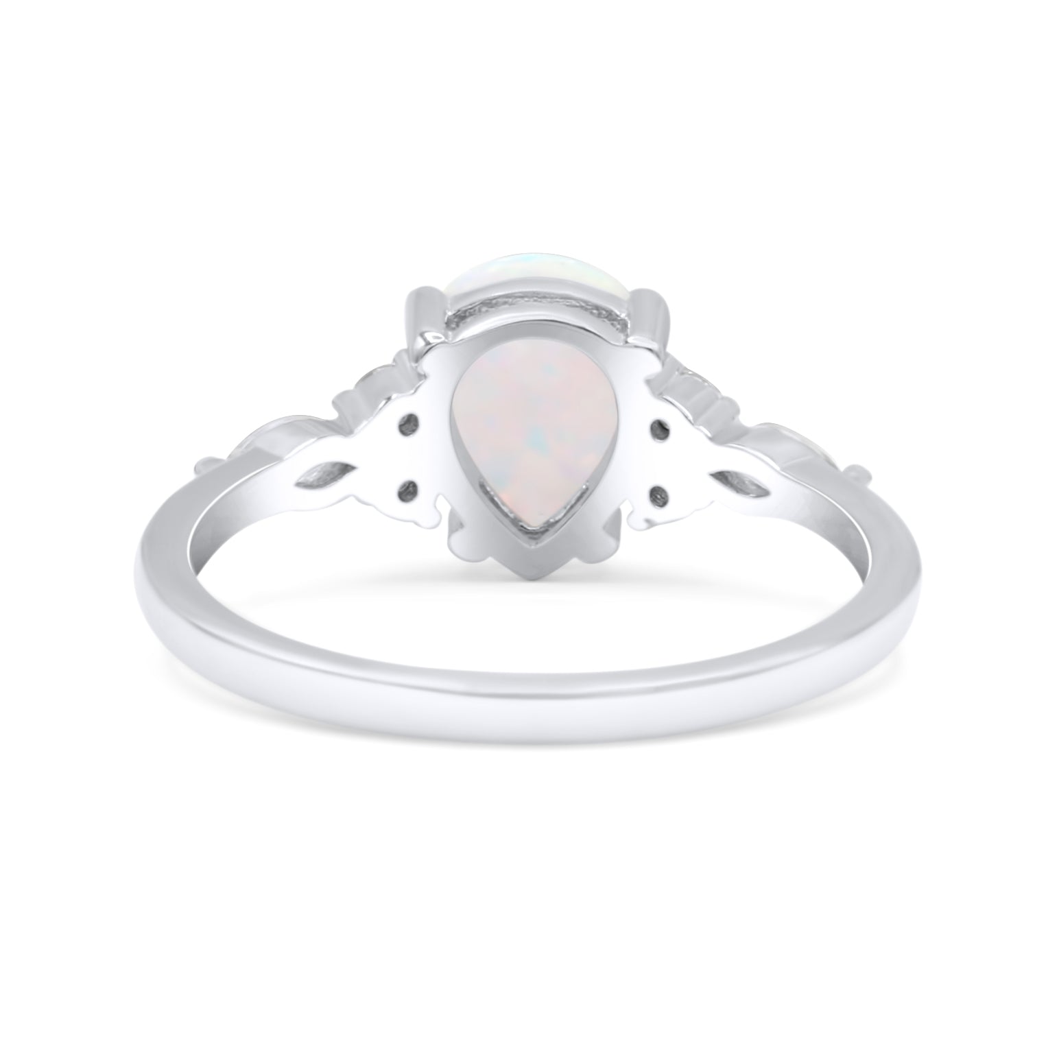 Pear Art Deco Five Stone Engagement Bridal Ring Simulated Cubic Zirconia 925 Sterling Silver