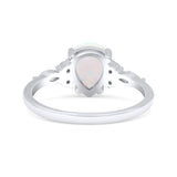 Pear Art Deco Five Stone Engagement Bridal Ring Simulated Cubic Zirconia 925 Sterling Silver