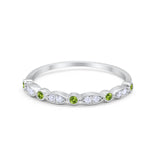 Art Deco Wedding Ring Round Eternity Simulated Peridot CZ 925 Sterling Silver