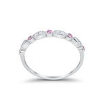 Half Eternity Wedding Band Round Simulated Pink CZ 925 Sterling Silver