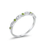 Art Deco Wedding Ring Round Eternity Simulated Peridot CZ 925 Sterling Silver