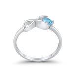 Petite Dainty Infinity Promise Wedding Ring Simulated Aquamarine CZ 925 Sterling Silver